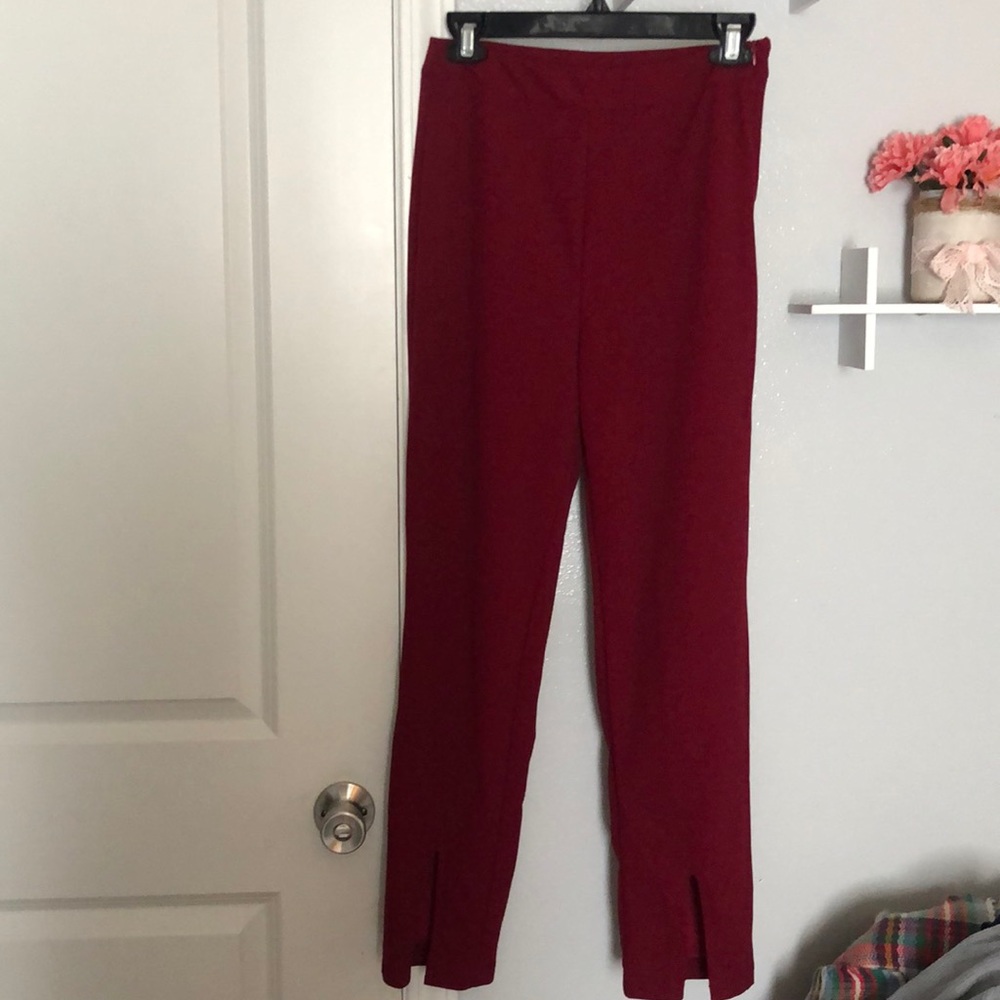 red dress pants from SHEIN, worn twice, great condition with splits on bottom